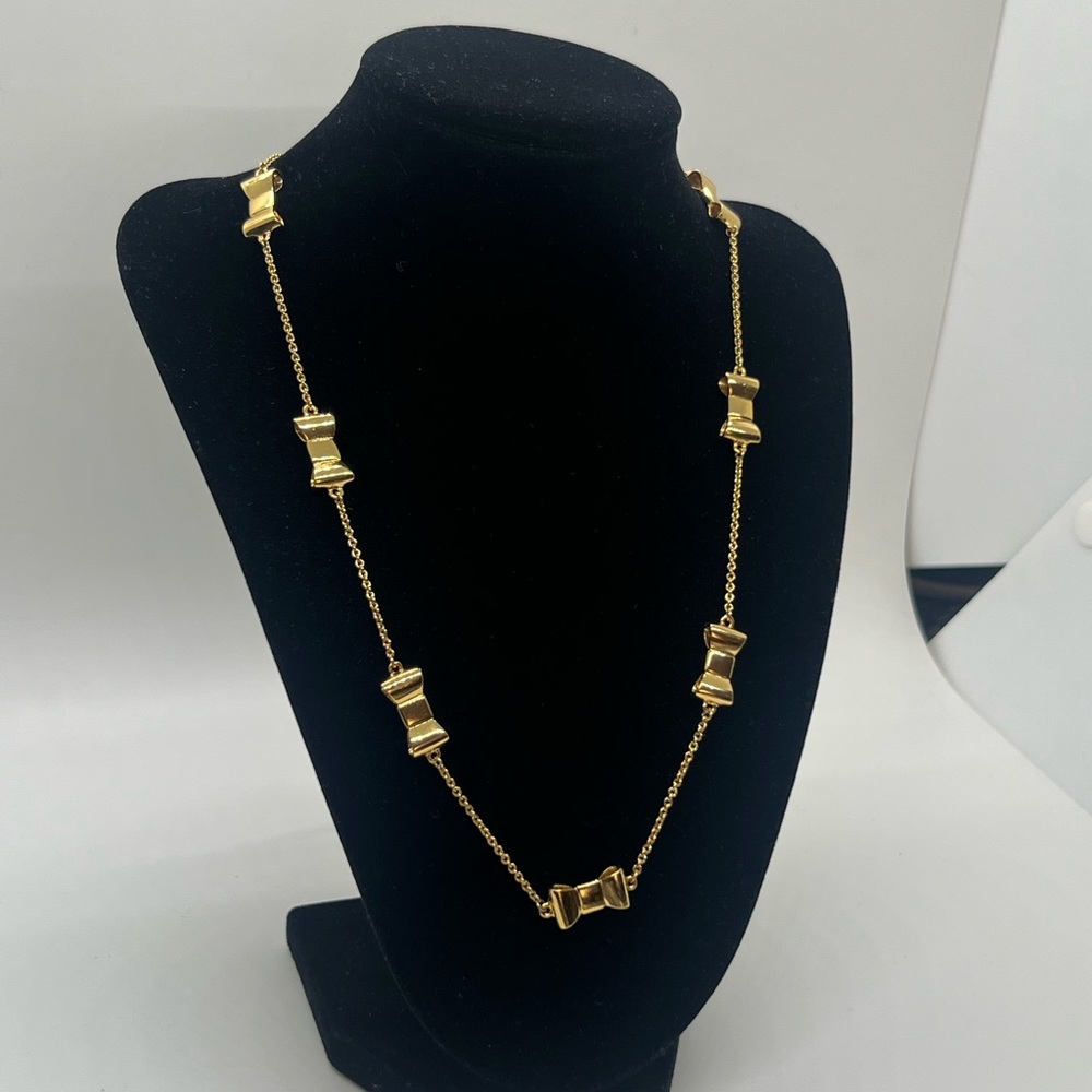 Kate Spade Bow Necklace Gold Tone Classic Minimalist Feminine